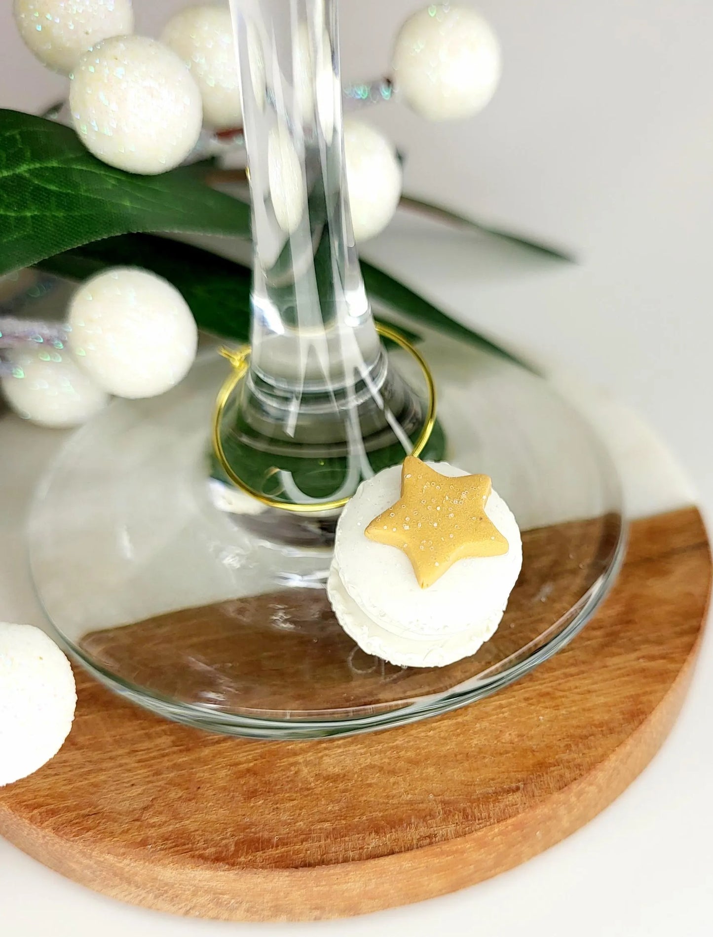 Breloques verres à vin - Macarons de Noel