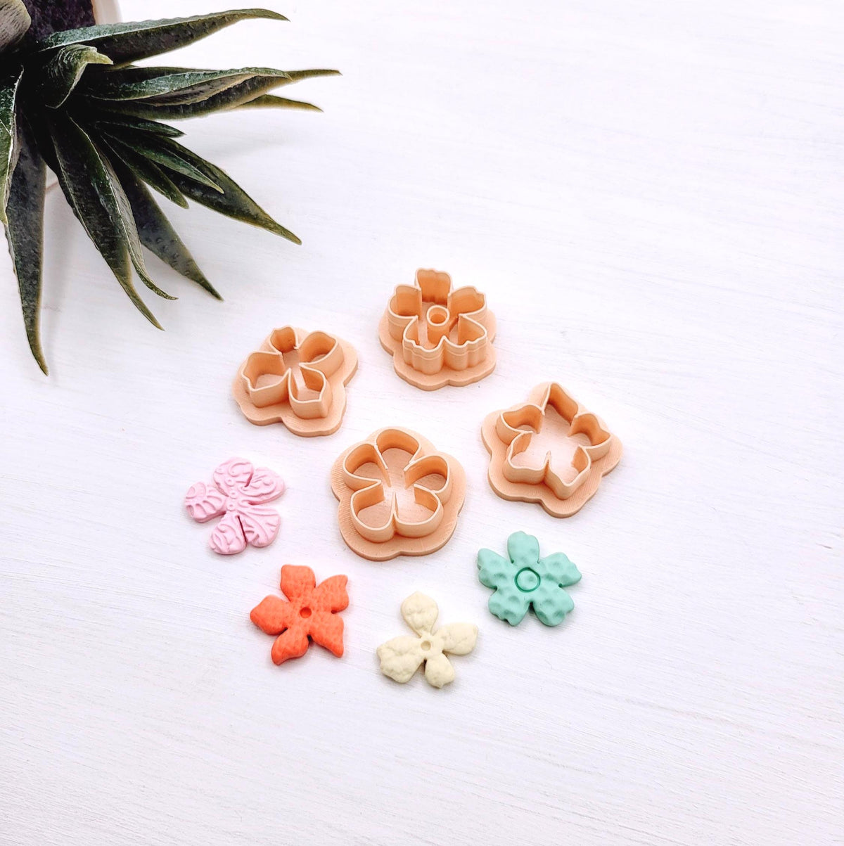 Emporte-pièce fleur organic pour créations en argile polymère | 4 modèles | Polymer clay cutters flowers