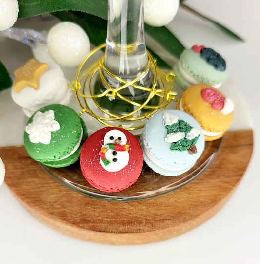 Breloques verres à vin - Macarons de Noel