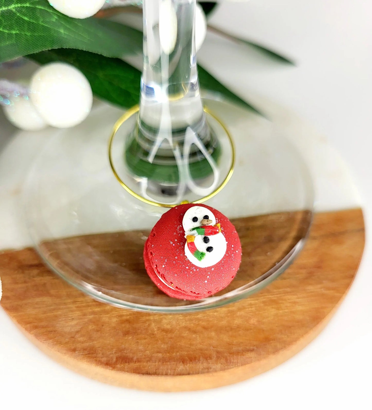 Breloques verres à vin - Macarons de Noel