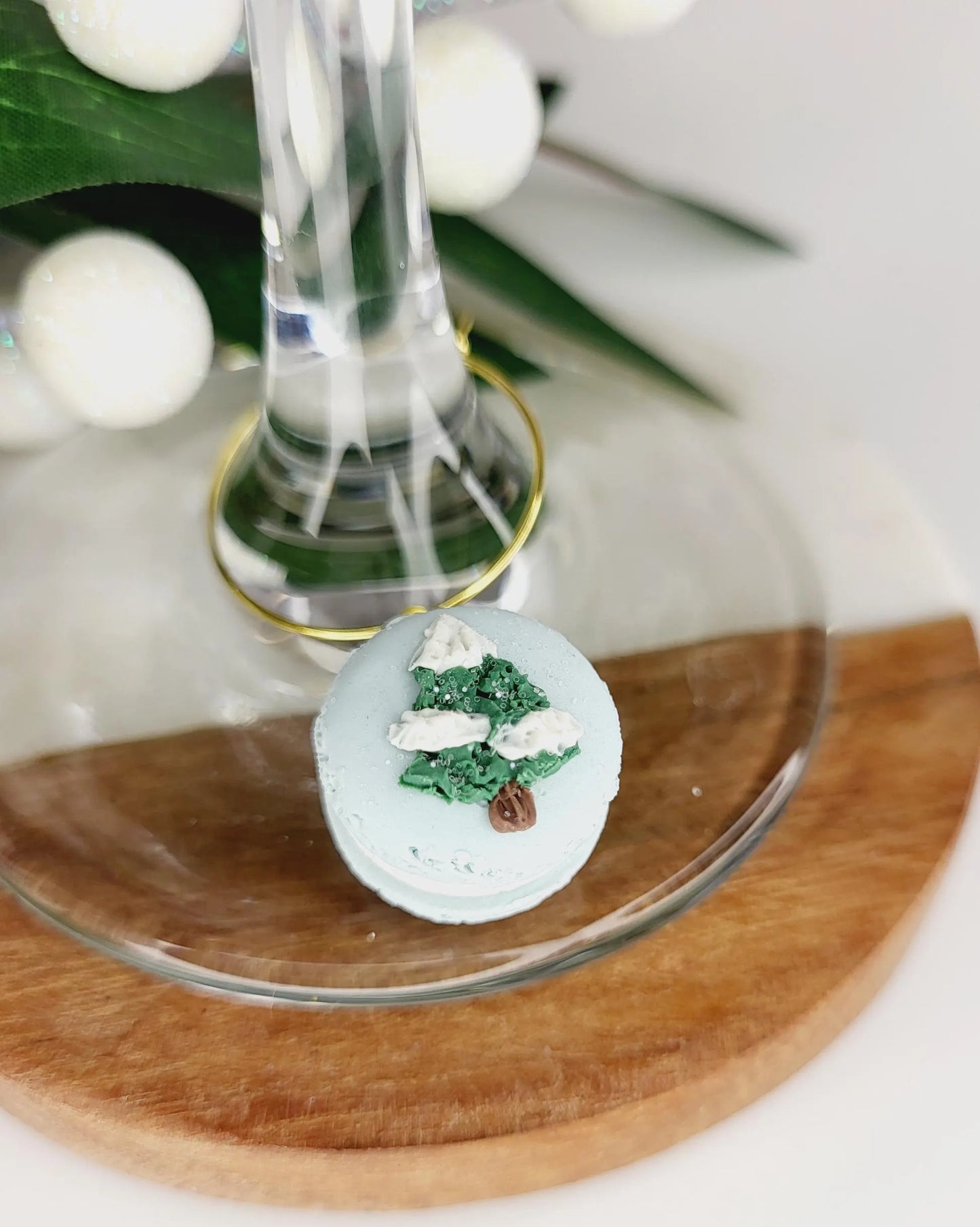 Breloques verres à vin - Macarons de Noel