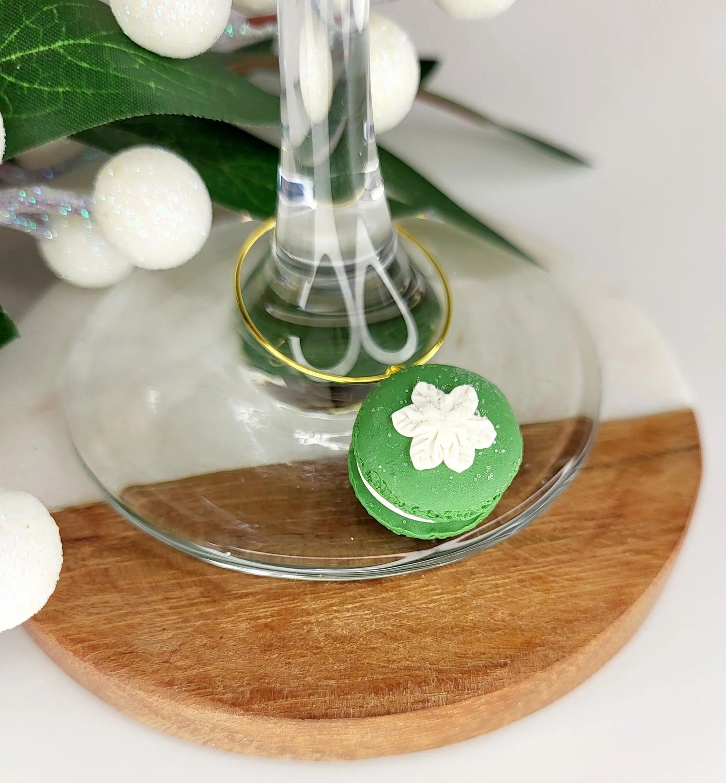 Breloques verres à vin - Macarons de Noel