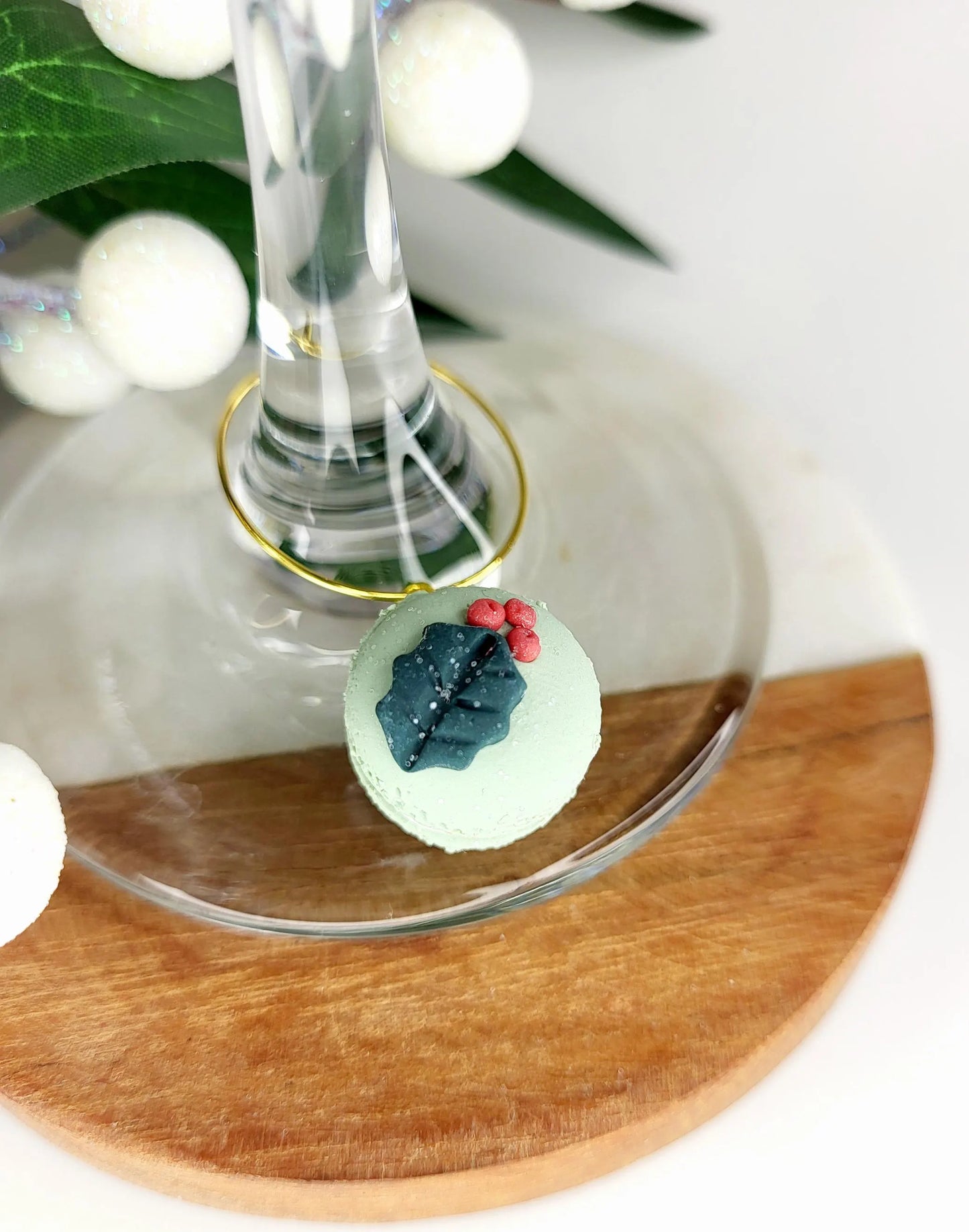 Breloques verres à vin - Macarons de Noel