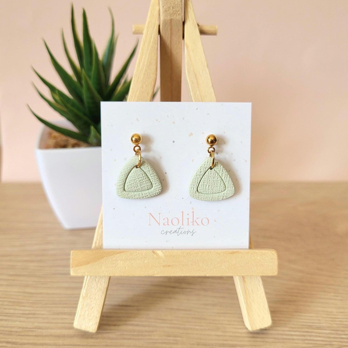 Boucles d'oreilles en argile polymère Kiki | Attaches et tiges plaquées or | Style géométrique | Handmade Earrings | Gold plated findings