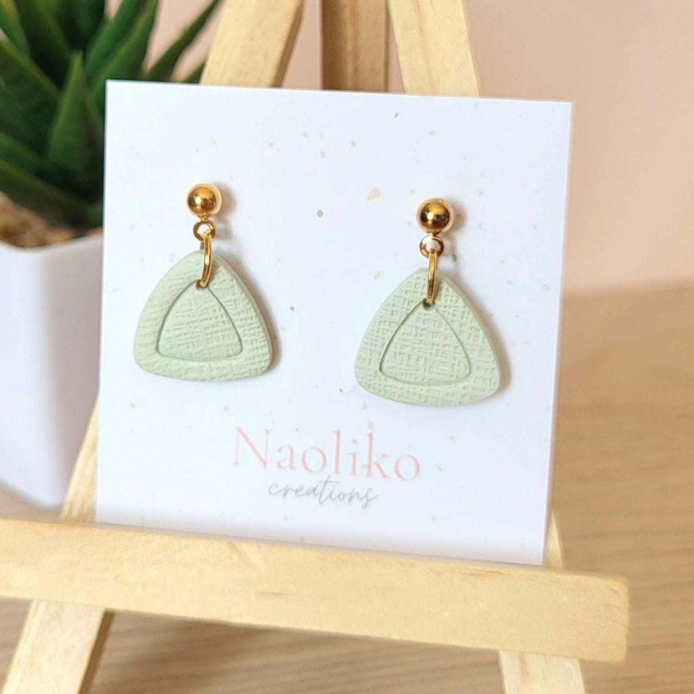 Boucles d'oreilles en argile polymère Kiki | Attaches et tiges plaquées or | Style géométrique | Handmade Earrings | Gold plated findings