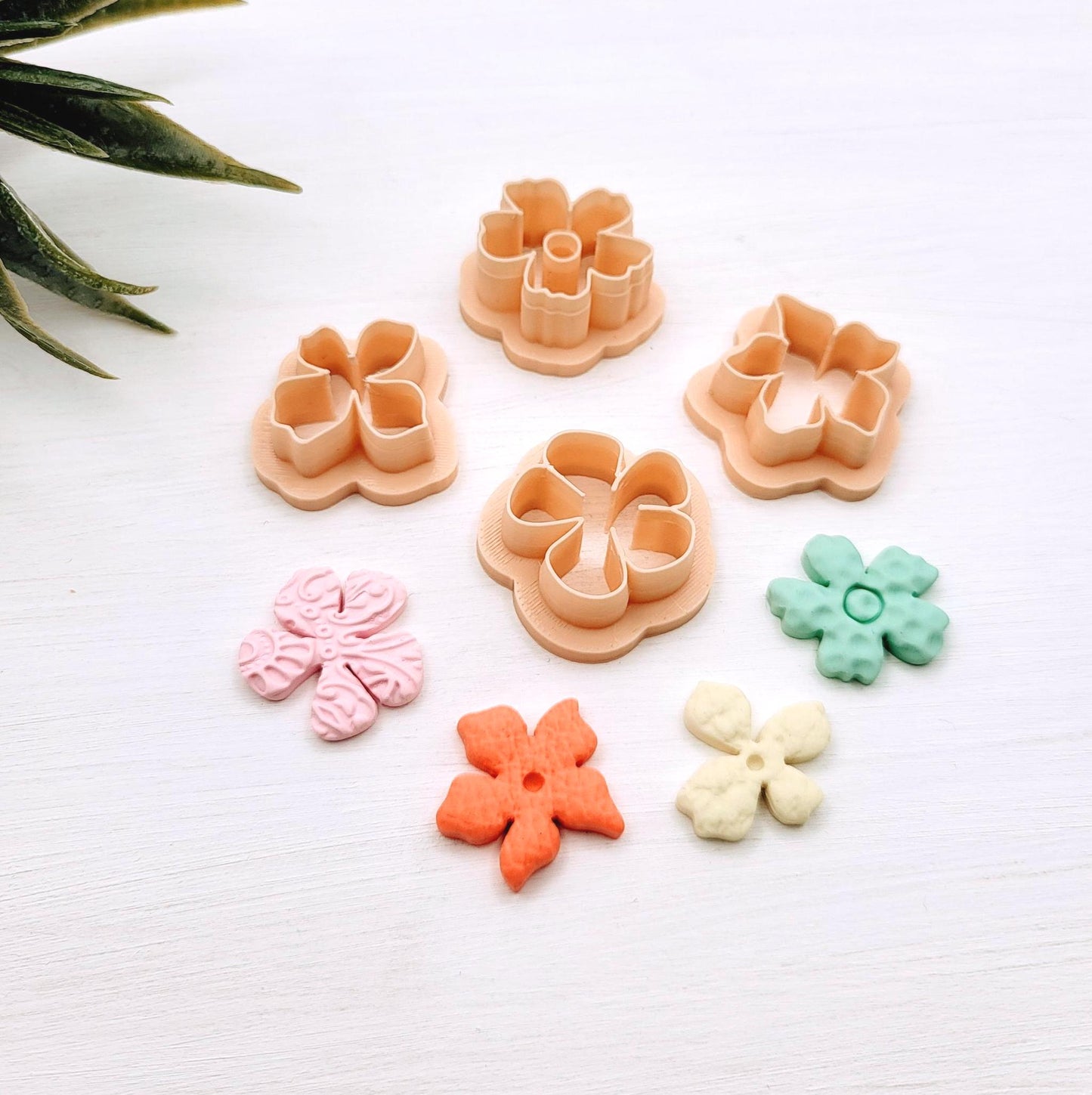 Emporte-pièce fleur organic pour créations en argile polymère | 4 modèles | Polymer clay cutters flowers