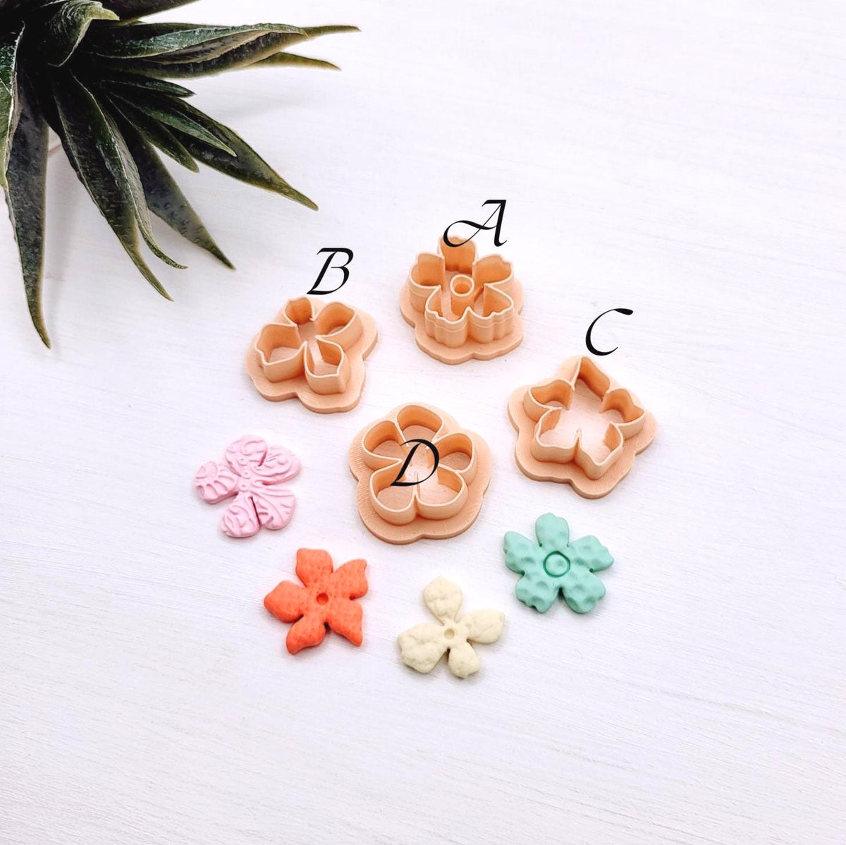 Emporte-pièce fleur organic pour créations en argile polymère | 4 modèles | Polymer clay cutters flowers