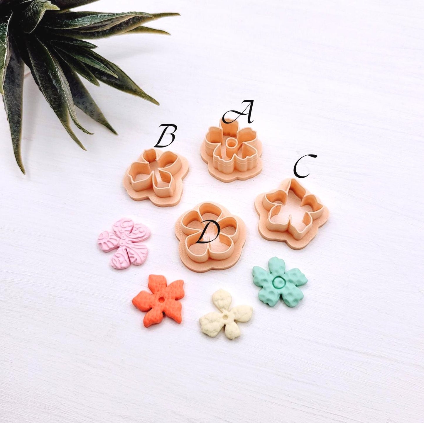 Emporte-pièce fleur organic pour créations en argile polymère | 4 modèles | Polymer clay cutters flowers