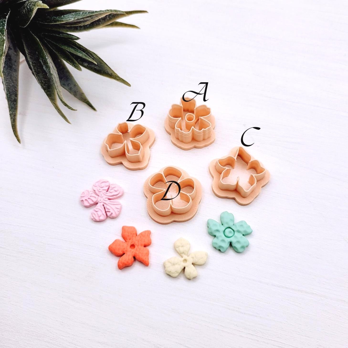 Emporte-pièce fleur organic pour créations en argile polymère | 4 modèles | Polymer clay cutters flowers