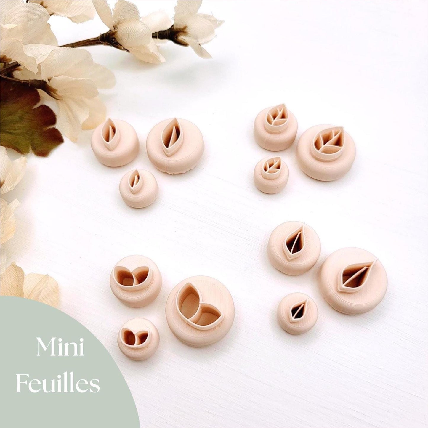 Emporte-pièce Mini Feuilles pour créations en argile polymère | 4 modèles | Mini Polymer clay leaves cutter