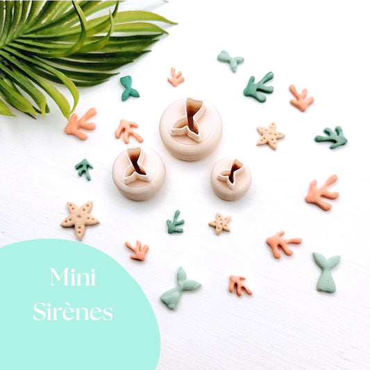 Emporte-pièce Mini Sirènes pour créations en argile polymère | 3 grandeurs | Mini Mermaids Polymer clay cutter