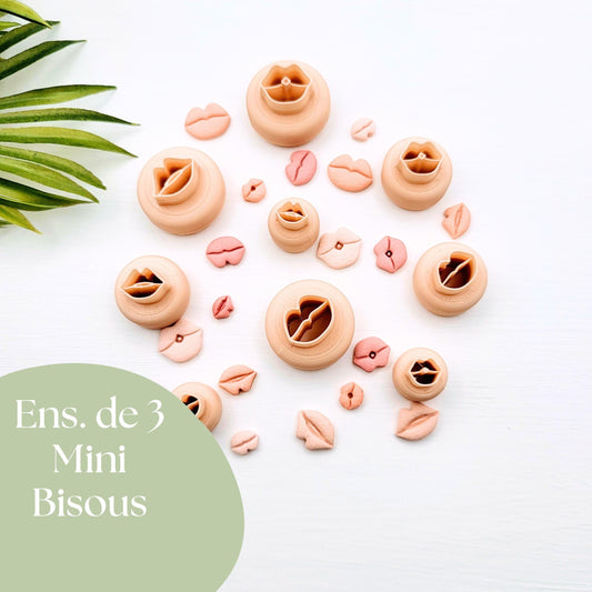 Emporte-pièce Mini Lèvres pour créations en argile polymère | Ensemble de 3 modèles | Mini Lips Polymer clay cutter