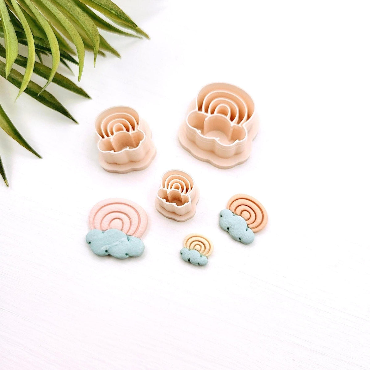 Emporte-pièce Mini Arc-en-ciel et nuages pour créations en argile polymère | 3 grandeurs | Mini Cloudy Rainbow Polymer clay cutters