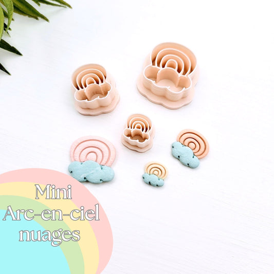 Emporte-pièce Mini Arc-en-ciel et nuages pour créations en argile polymère | 3 grandeurs | Mini Cloudy Rainbow Polymer clay cutters